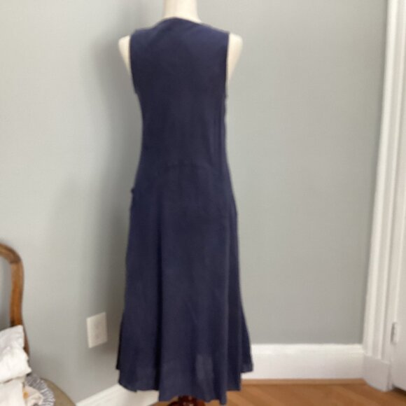Luna Luz Fit & Flare Maxi 100% Linen Dress Size S Flowy - Picture 2 of 16